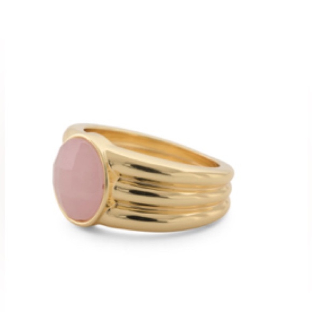Power Gemstone Rose Quartz Reed Ring